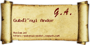 Gubányi Andor névjegykártya