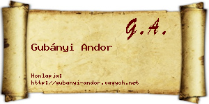 Gubányi Andor névjegykártya